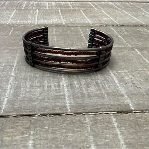 Brown Cuff 3 Row Gate Bangle